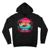 Flamingo Beach Summer Vibes Palm Tree Tropical Summer Tall Hoodie