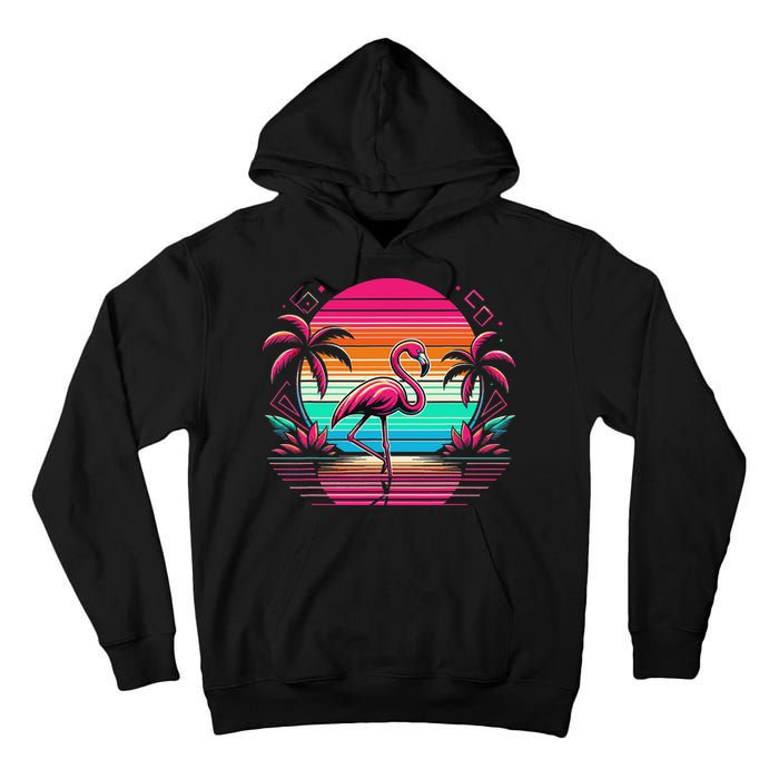 Flamingo Beach Summer Vibes Palm Tree Tropical Summer Tall Hoodie