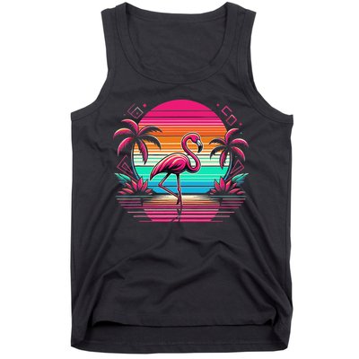 Flamingo Beach Summer Vibes Palm Tree Tropical Summer Tank Top