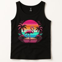 Flamingo Beach Summer Vibes Palm Tree Tropical Summer Tank Top