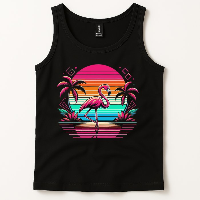 Flamingo Beach Summer Vibes Palm Tree Tropical Summer Tank Top