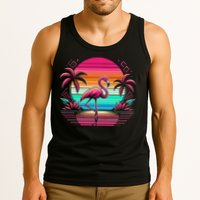 Flamingo Beach Summer Vibes Palm Tree Tropical Summer Tank Top