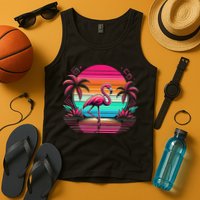 Flamingo Beach Summer Vibes Palm Tree Tropical Summer Tank Top