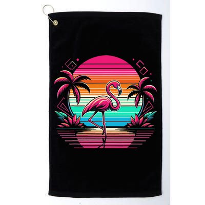 Flamingo Beach Summer Vibes Palm Tree Tropical Summer Golf Towel