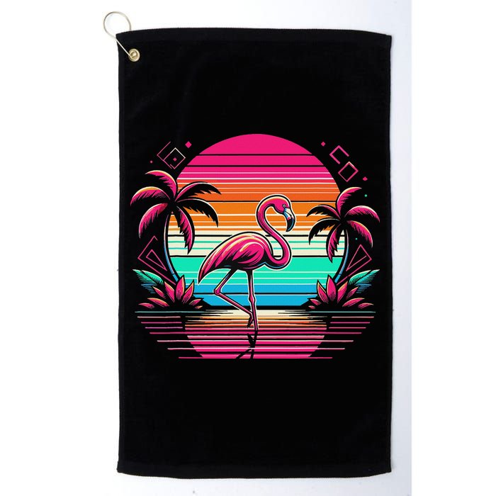 Flamingo Beach Summer Vibes Palm Tree Tropical Summer Golf Towel