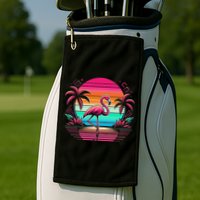 Flamingo Beach Summer Vibes Palm Tree Tropical Summer Golf Towel