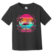 Flamingo Beach Summer Vibes Palm Tree Tropical Summer Toddler T-Shirt