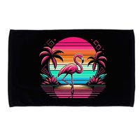 Flamingo Beach Summer Vibes Palm Tree Tropical Summer Microfiber Hand Towel