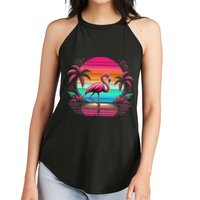 Flamingo Beach Summer Vibes Palm Tree Tropical Summer Women's Perfect Tri Rocker Tank