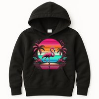 Flamingo Beach Summer Vibes Palm Tree Tropical Summer Kids Hoodie