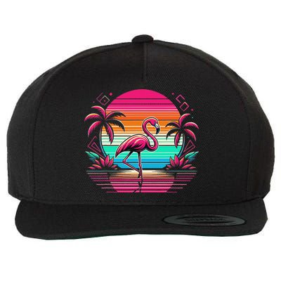 Flamingo Beach Summer Vibes Palm Tree Tropical Summer Wool Snapback Cap