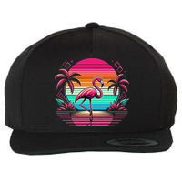 Flamingo Beach Summer Vibes Palm Tree Tropical Summer Wool Snapback Cap