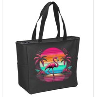 Flamingo Beach Summer Vibes Palm Tree Tropical Summer Zip Tote Bag