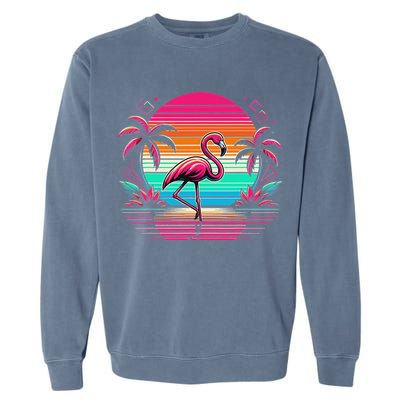 Flamingo Beach Summer Vibes Palm Tree Tropical Summer Garment-Dyed Sweatshirt