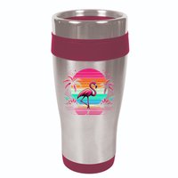 Flamingo Beach Summer Vibes Palm Tree Tropical Summer 16oz Travel Tumbler
