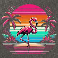 Flamingo Beach Summer Vibes Palm Tree Tropical Summer Cotton Canvas Backpack