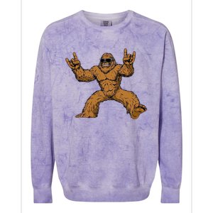 Funny Bigfoot Sasquatch Graphic Rock On Colorblast Crewneck Sweatshirt