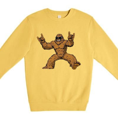 Funny Bigfoot Sasquatch Graphic Rock On Premium Crewneck Sweatshirt