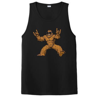 Funny Bigfoot Sasquatch Graphic Rock On PosiCharge Competitor Tank