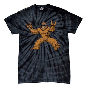 Funny Bigfoot Sasquatch Graphic Rock On Tie-Dye T-Shirt