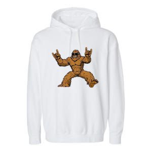 Funny Bigfoot Sasquatch Graphic Rock On Garment-Dyed Fleece Hoodie