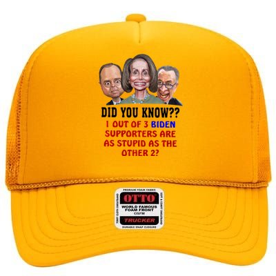 Funny Biden Supporters Are Stupid Anti Biden Democrats Gift High Crown Mesh Back Trucker Hat