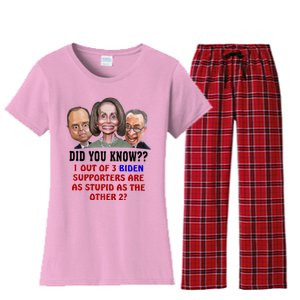 Funny Biden Supporters Are Stupid Anti Biden Democrats Gift Women's Flannel Pajama Set