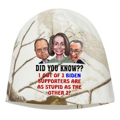 Funny Biden Supporters Are Stupid Anti Biden Democrats Gift Kati - Camo Knit Beanie