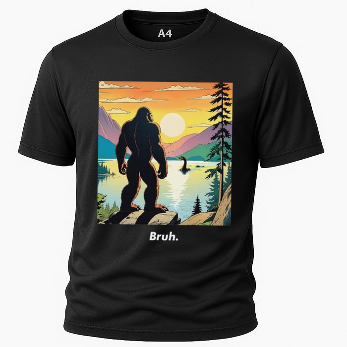 Funny Bigfoot Sasquatch Loch Ness Monster Bruh Cooling Performance Crew T-Shirt
