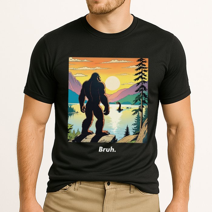 Funny Bigfoot Sasquatch Loch Ness Monster Bruh Cooling Performance Crew T-Shirt