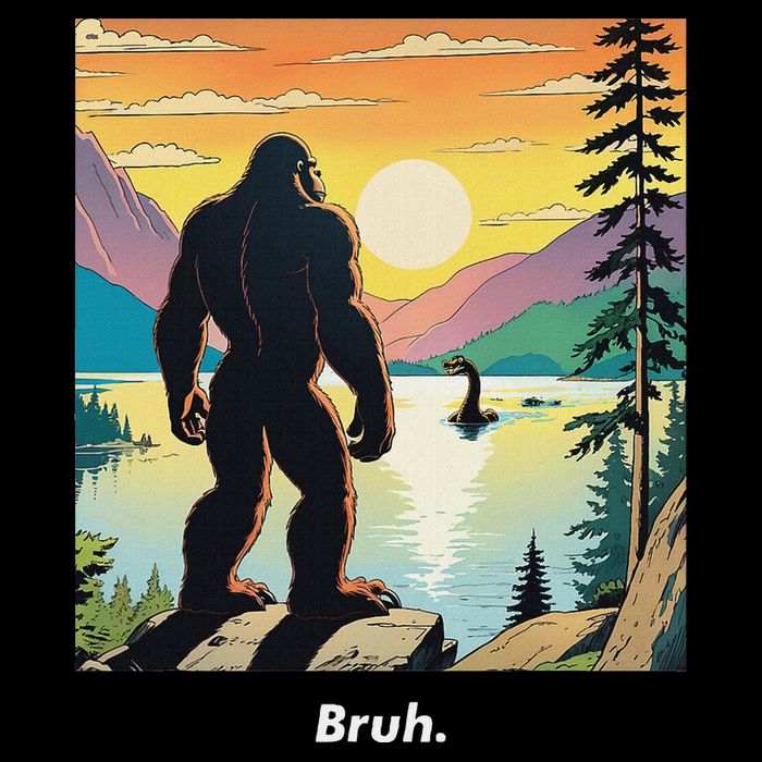 Funny Bigfoot Sasquatch Loch Ness Monster Bruh Cooling Performance Crew T-Shirt