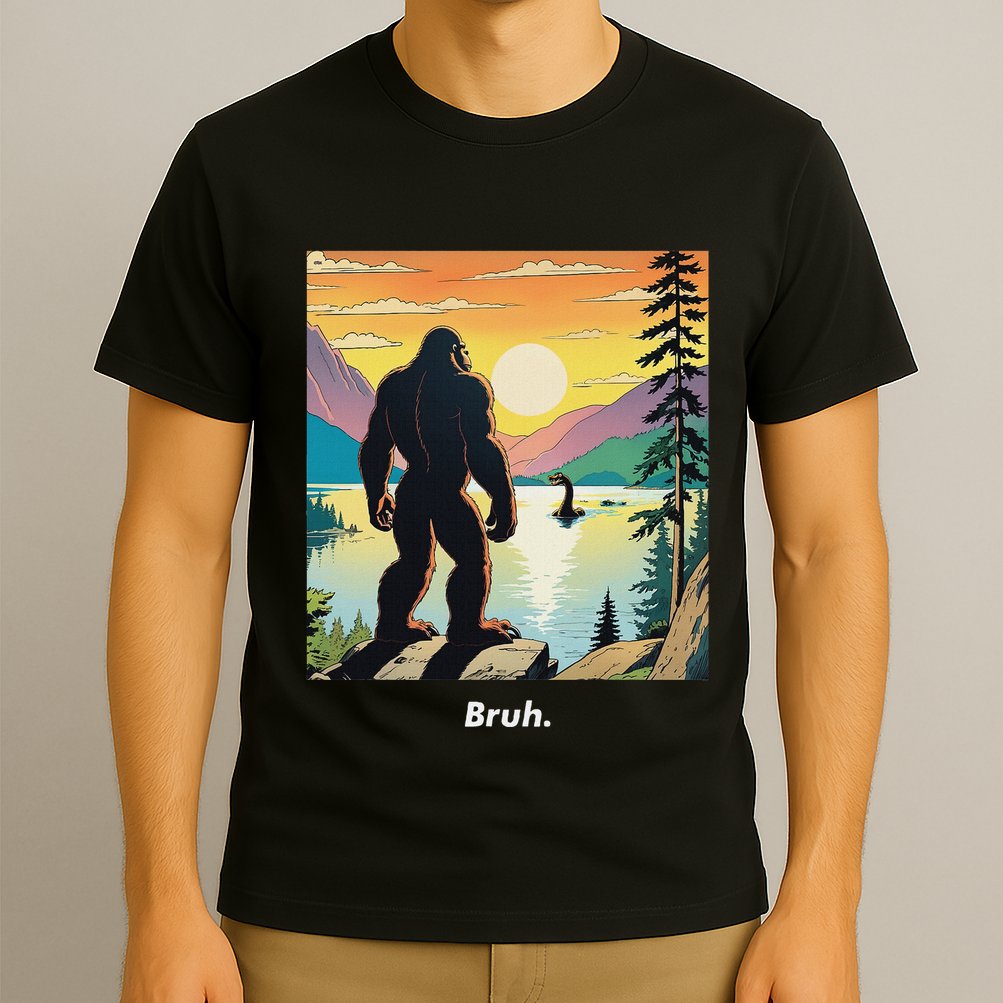 Funny Bigfoot Sasquatch Loch Ness Monster Bruh T-Shirt