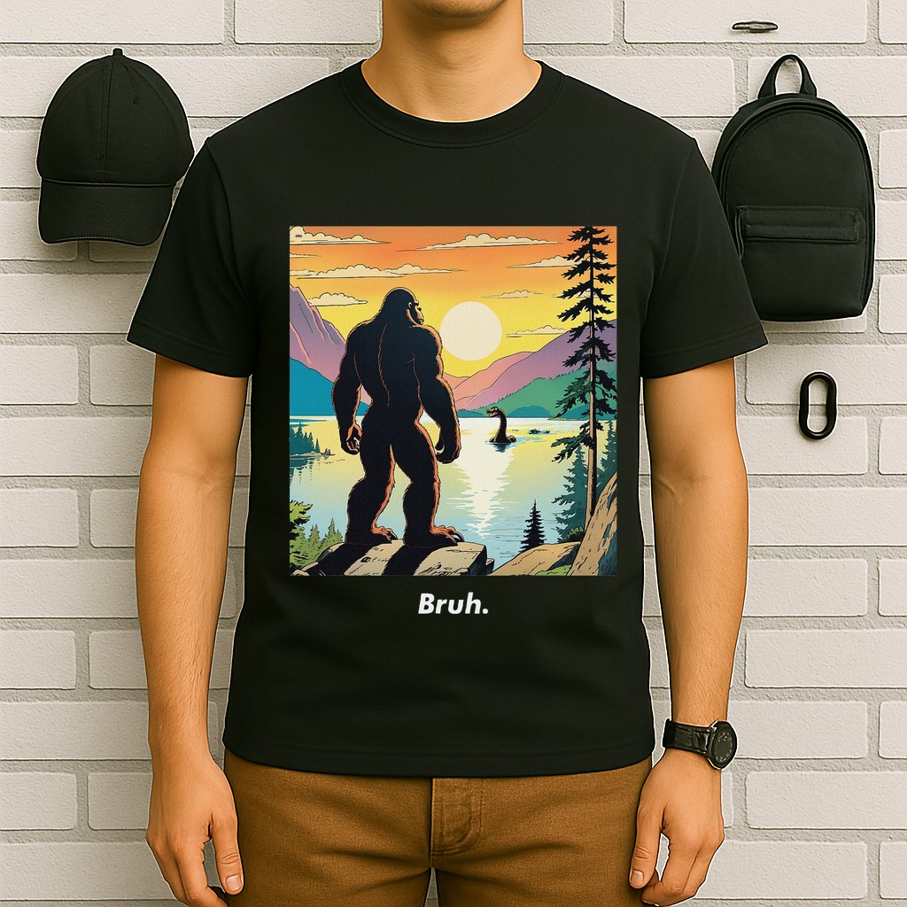 Funny Bigfoot Sasquatch Loch Ness Monster Bruh T-Shirt