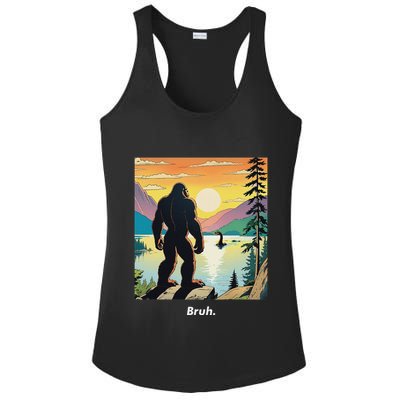 Funny Bigfoot Sasquatch Loch Ness Monster Bruh Ladies PosiCharge Competitor Racerback Tank