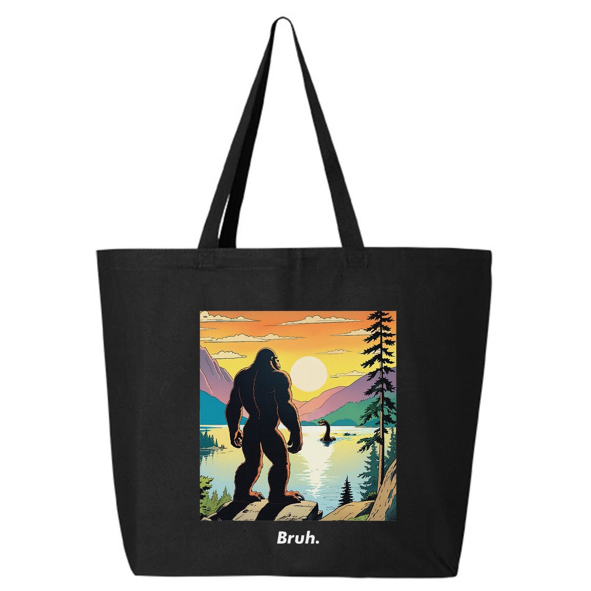 Funny Bigfoot Sasquatch Loch Ness Monster Bruh 25L Jumbo Tote