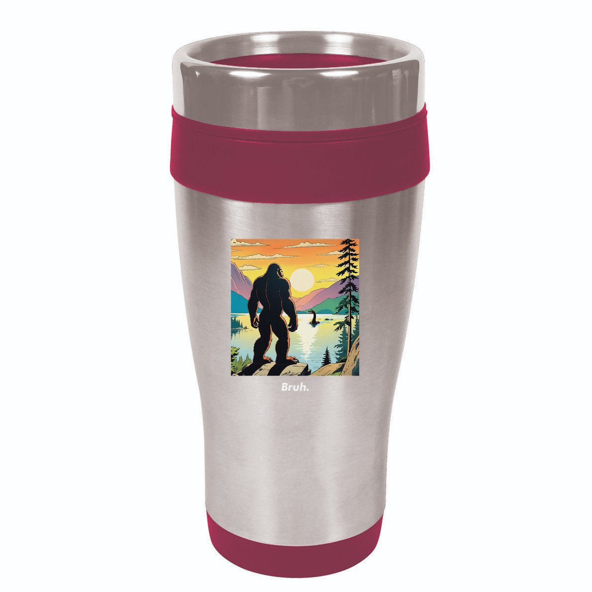 Funny Bigfoot Sasquatch Loch Ness Monster Bruh 16oz Travel Tumbler