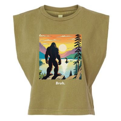 Funny Bigfoot Sasquatch Loch Ness Monster Bruh Garment-Dyed Women's Muscle Tee