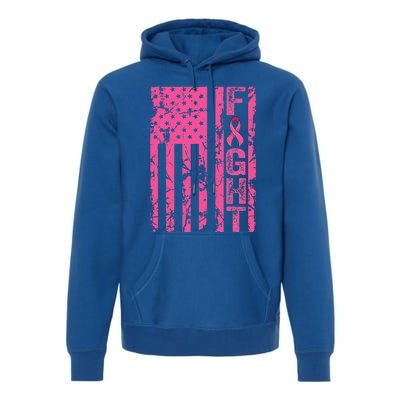 Fight Breast Survivor American Flag Breast Cancer Awareness Premium Hoodie