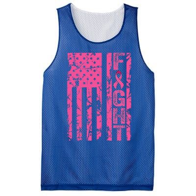 Fight Breast Survivor American Flag Breast Cancer Awareness Mesh Reversible Basketball Jersey Tank