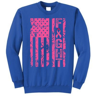 Fight Breast Survivor American Flag Breast Cancer Awareness Tall Sweatshirt