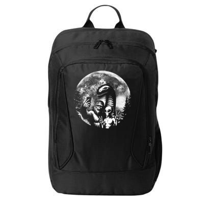 Funny Bigfoot Sasquatch Alien Loch Ness Full Moon Selfie City Backpack