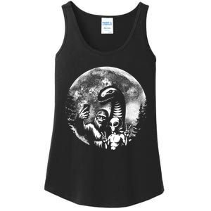 Funny Bigfoot Sasquatch Alien Loch Ness Full Moon Selfie Ladies Essential Tank