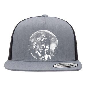 Funny Bigfoot Sasquatch Alien Loch Ness Full Moon Selfie Flat Bill Trucker Hat