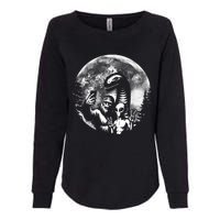 Funny Bigfoot Sasquatch Alien Loch Ness Full Moon Selfie Womens California Wash Sweatshirt