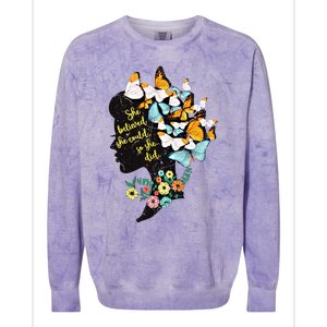 Floral Butterfly She Believed She Could So That She Did Gift Colorblast Crewneck Sweatshirt