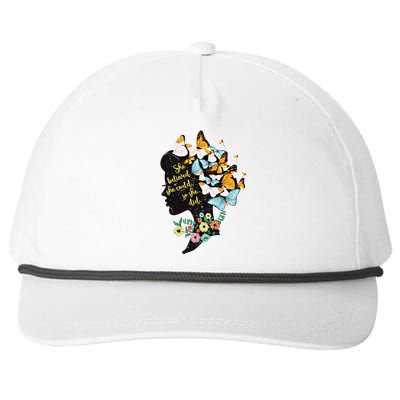 Floral Butterfly She Believed She Could So That She Did Gift Snapback Five-Panel Rope Hat