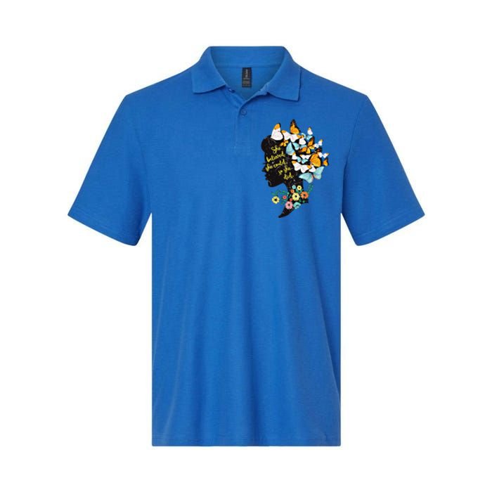 Floral Butterfly She Believed She Could So That She Did Gift Softstyle Adult Sport Polo