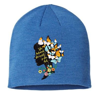 Floral Butterfly She Believed She Could So That She Did Gift Sustainable Beanie