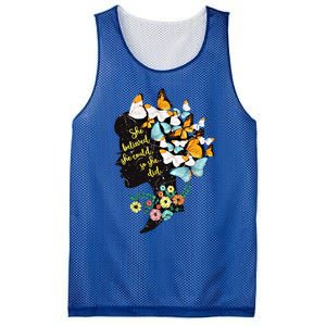 Floral Butterfly She Believed She Could So That She Did Gift Mesh Reversible Basketball Jersey Tank