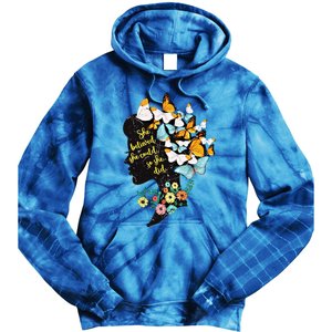 Floral Butterfly She Believed She Could So That She Did Gift Tie Dye Hoodie